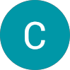 White letter C on a teal circular background.